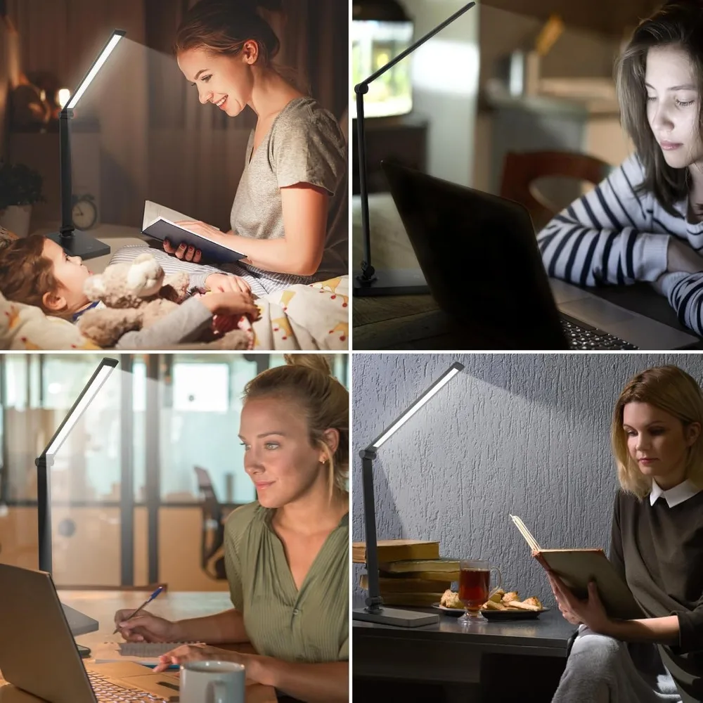 قابلة للشحن لمبة مكتب LED مصابيح مكتبية اللمس مكتب مصابيح للمنزل مكتب العناية بالعين لمبة مكتب عكس الضوء مصباح مكتبي مع منفذ USB T