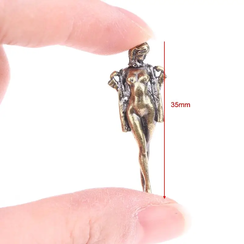 Retro Brass Beauty Female Doll Figurine Model Sexy Beauty Statue Creative Crafts Desktop Ornament Office Home Decoration Gift view 6