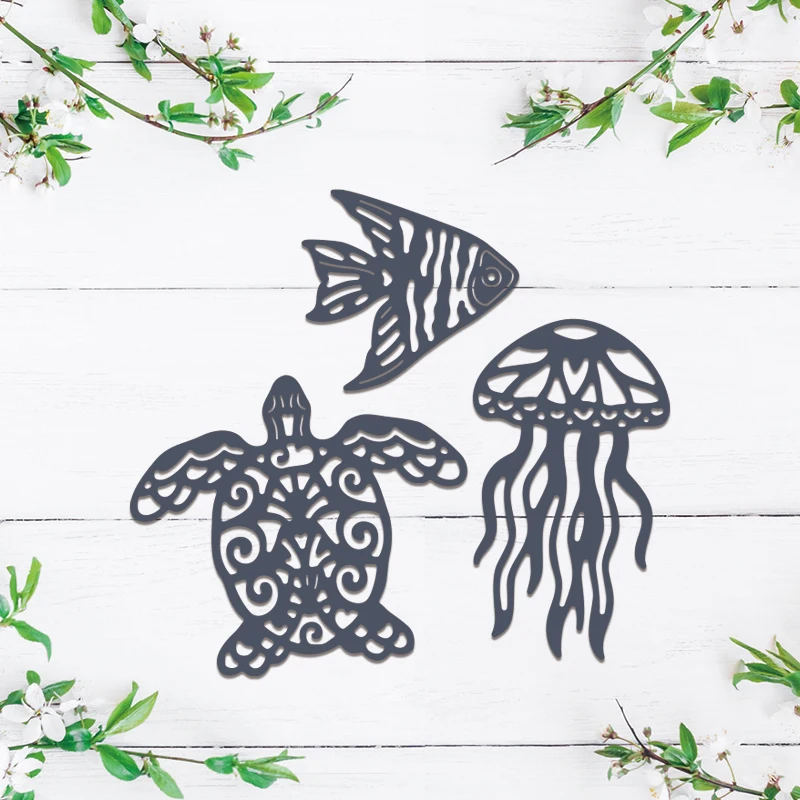 Mermaid Little Fairy Tiger Dragon Wings Turtle Fish Metal Cutting Dies Diy Decorate Cards Scrapbook Craft New Die Cut Stencils