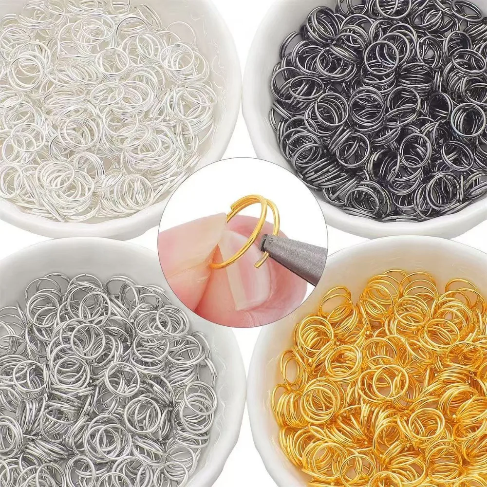 50-200pcs Mixed Sizes Split Rings Double Loop Jump Rings Metal Key Chain Connector for DIY Jewelry Making Keychain Accessories