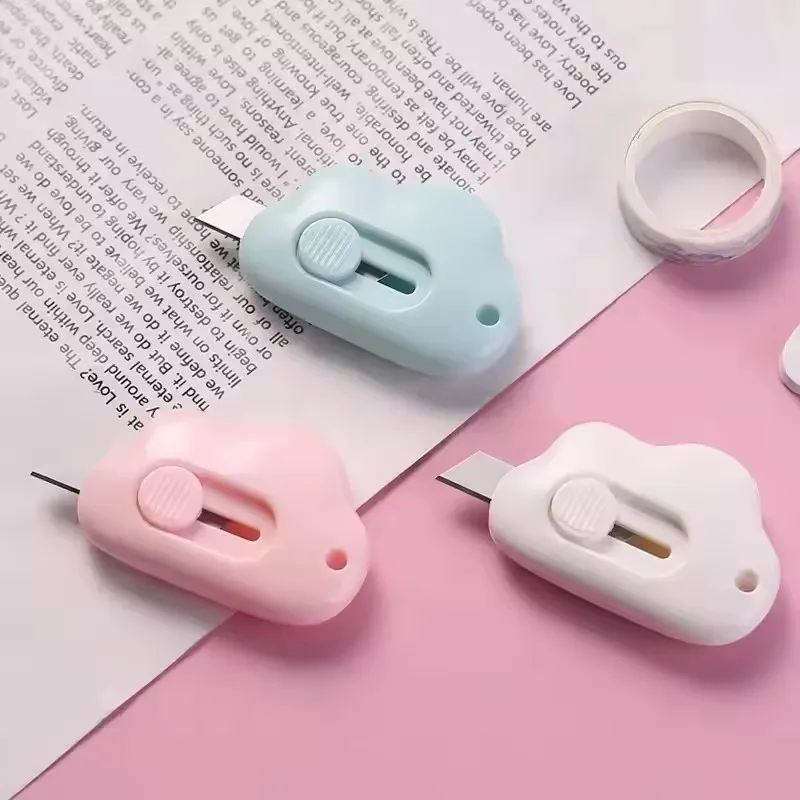 1/3/5PCS Kawaii Candy Color Clouds Mini Portable Ulity Knife Box Cutter Opener Pocket Stretch Paper Cutters School Office Suppli