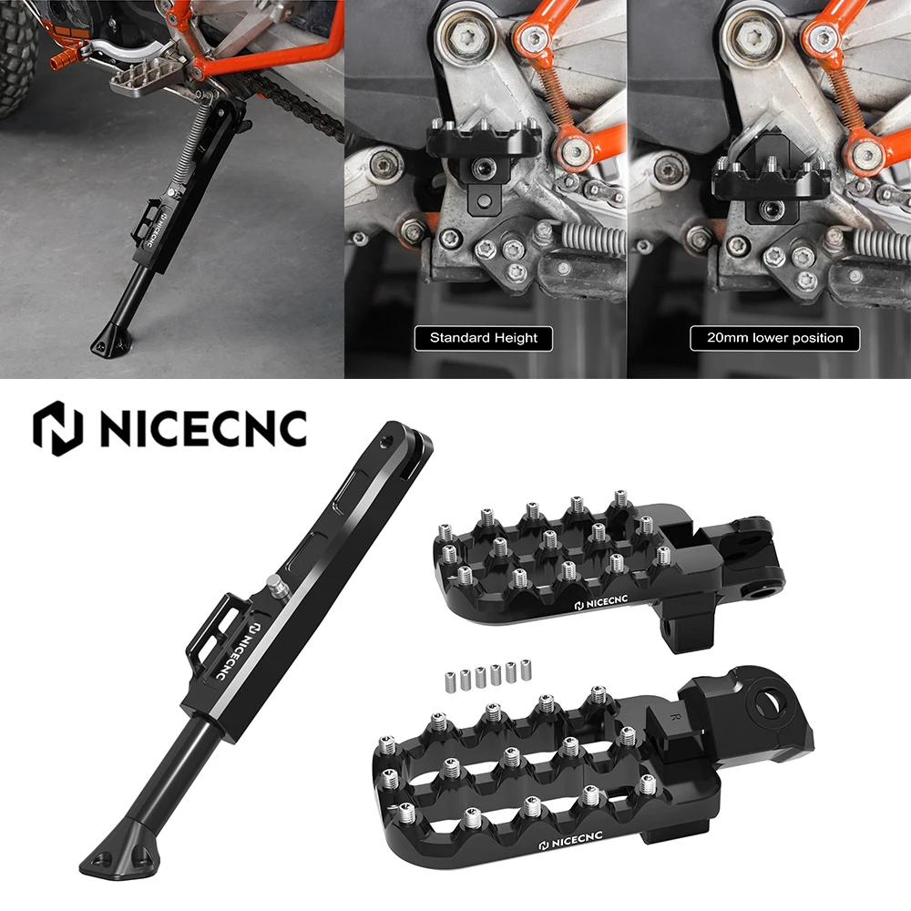 

For Husqvarna 701 SM Enduro For KTM 690 SMC R Enduro R 16-24 GasGas 700 SM/ES Lower 20mm Footrest Footpeg Adjustable Kickstand