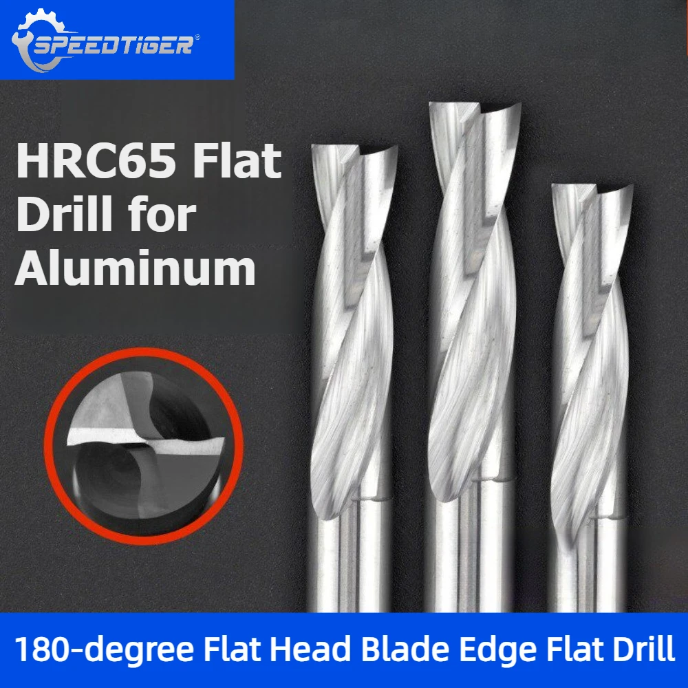SPEEDTIGER Tungsten Carbide Flat Bottom Drill Bit CNC Tool 2mm-12mm Dia 180 Degree Counterbore Surface for Aluminum Copper Wood