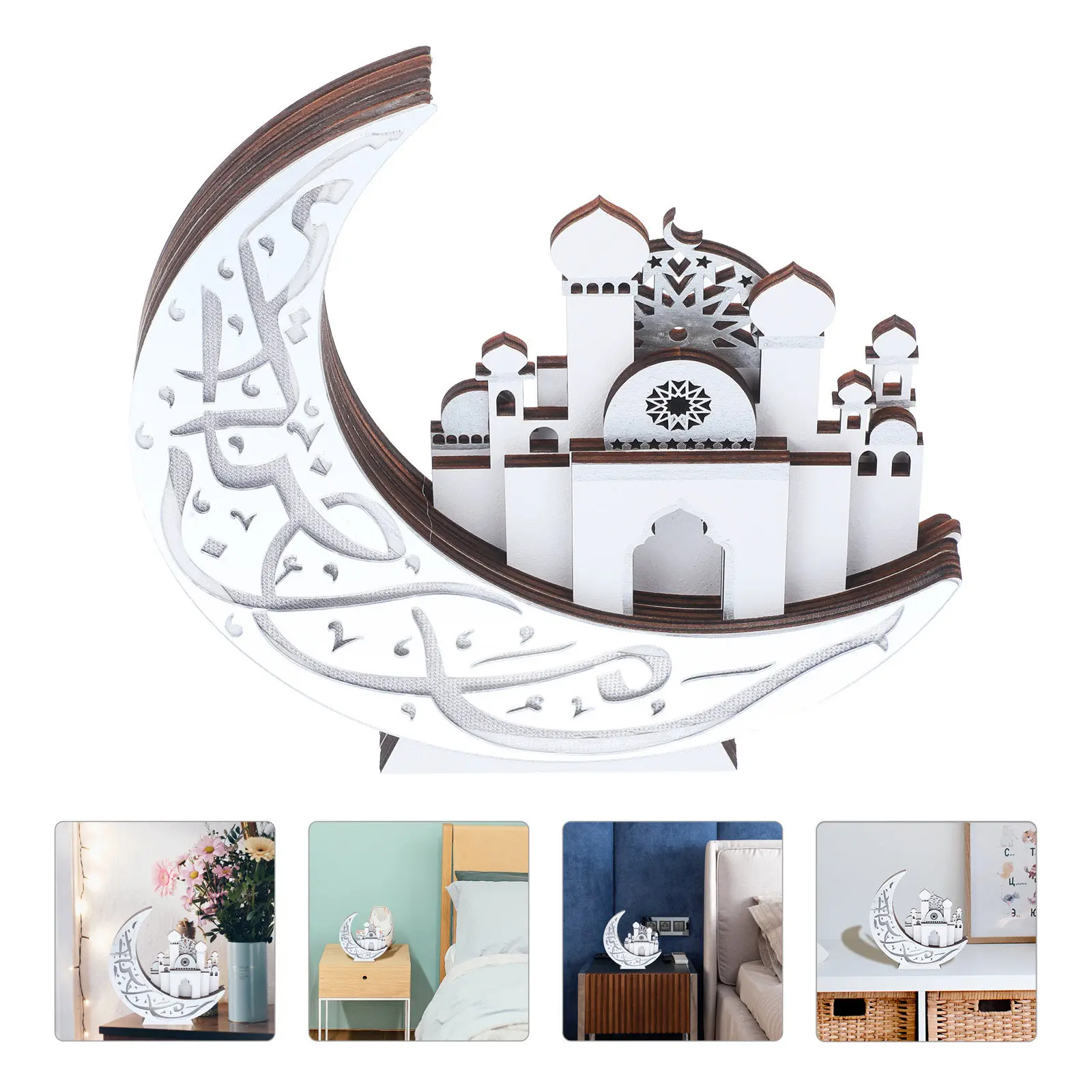 Wooden Ramadan Light Pendant Eid Mubarak Decorative Ramadan Home Decoration Light Hanging Lamp Party Festival Ornament