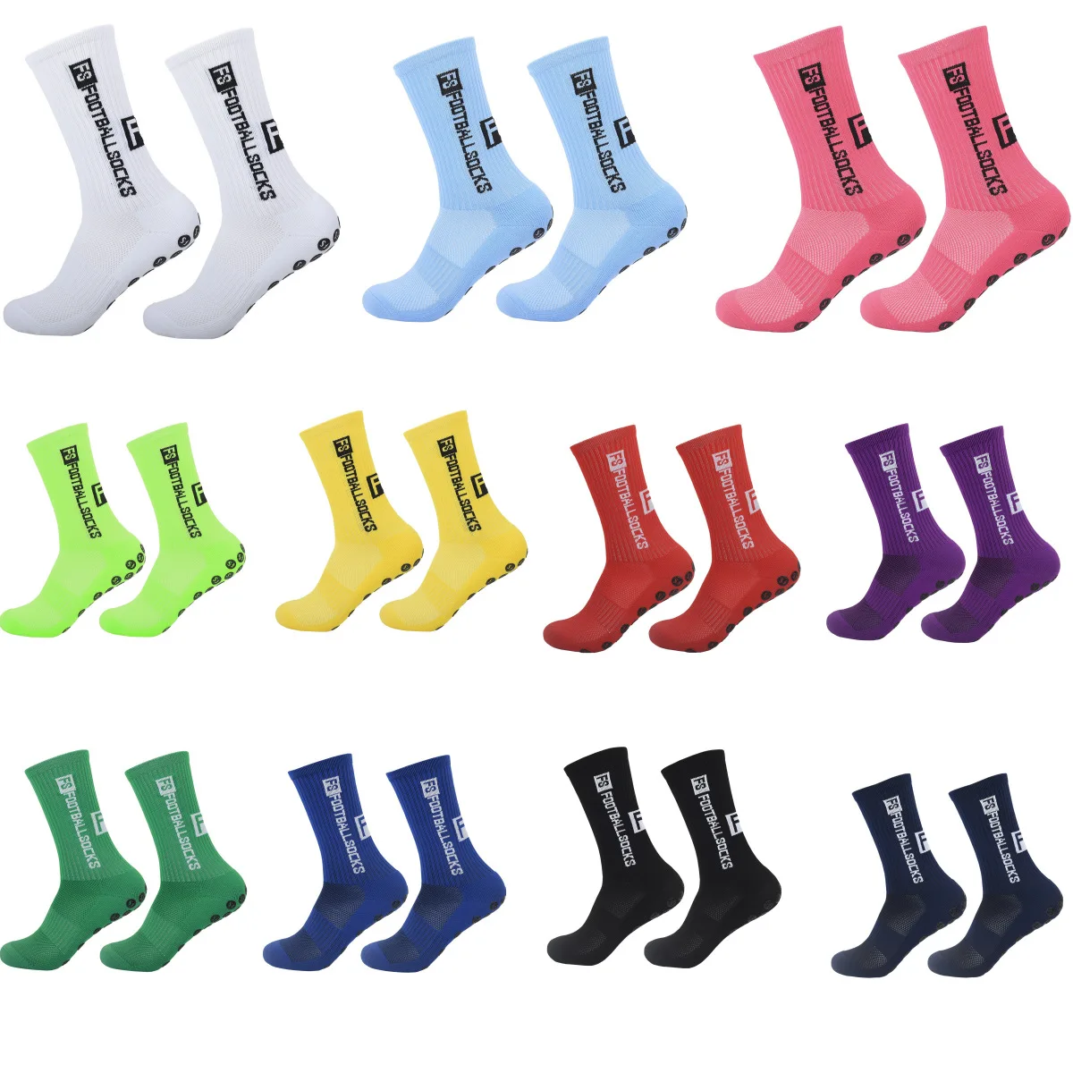 

FS Football Socks New Style Round Silicone Suction Cup Grip Anti Slip Soccer Socks Sports Men Women Baseball Rugby Socks