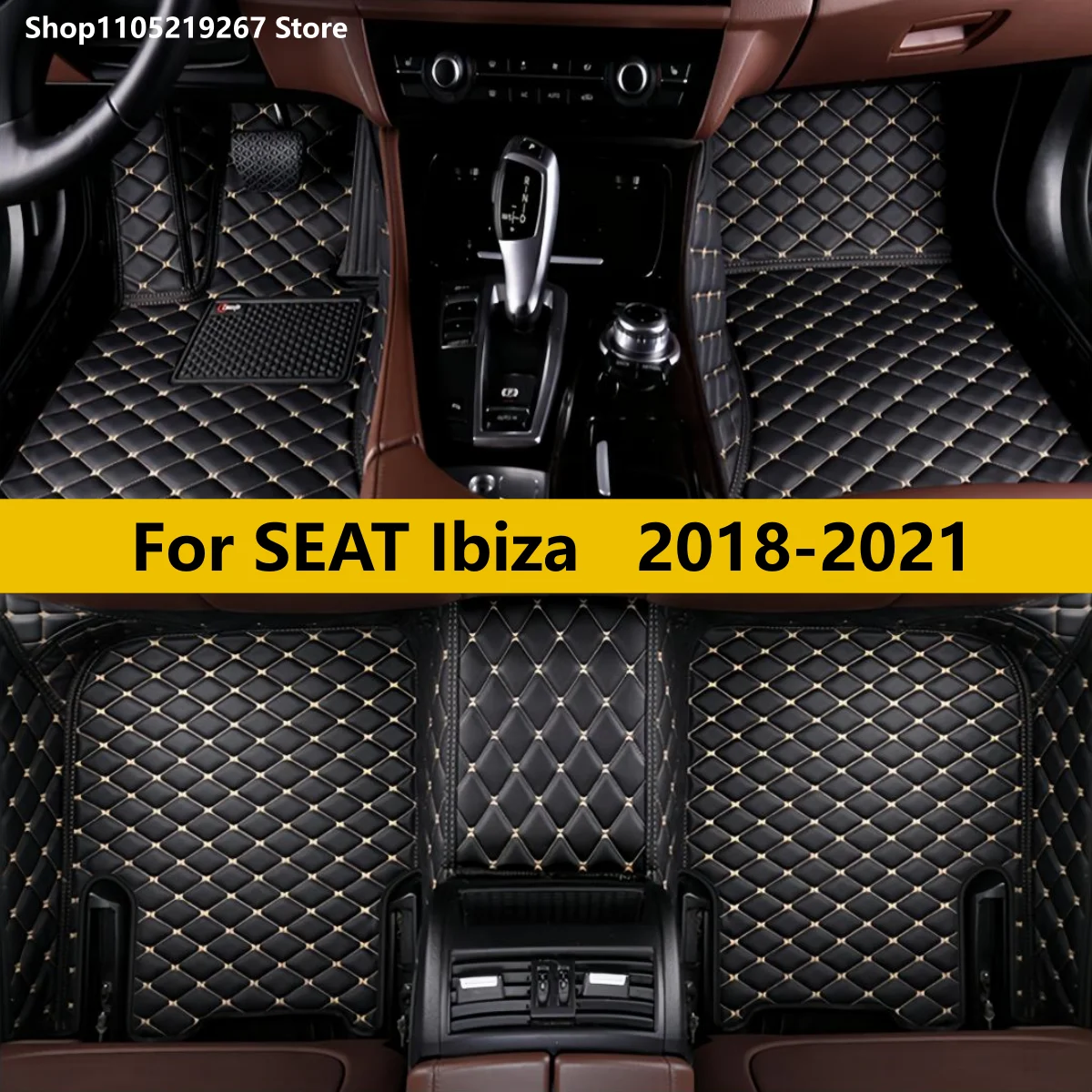 

Автомобильные коврики напольные для SEAT Ibiza 2018-2021, водонепроницаемый кожаный автомобильный коврик, полный комплект, автомобильные аксессуары для автомобиля