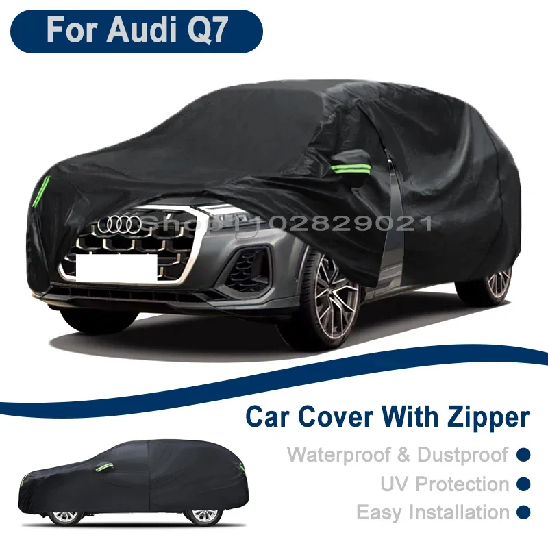 

Outdoor Full Vehicle Cover For Audi Q7 - Side Zipper Design, Waterproof Dustproof Sun Protection Car Cover