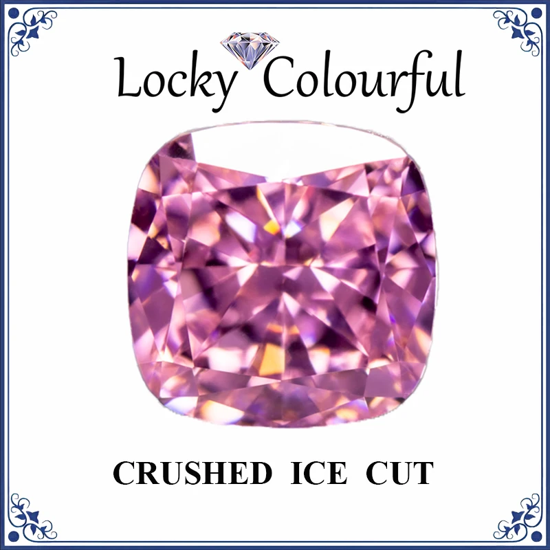 

Cubic Zirconia Crushed Ice Cut Square Cushion Shape Dark Pink Color Charms Beads for Diy Jewelry Making Materials No Certificate