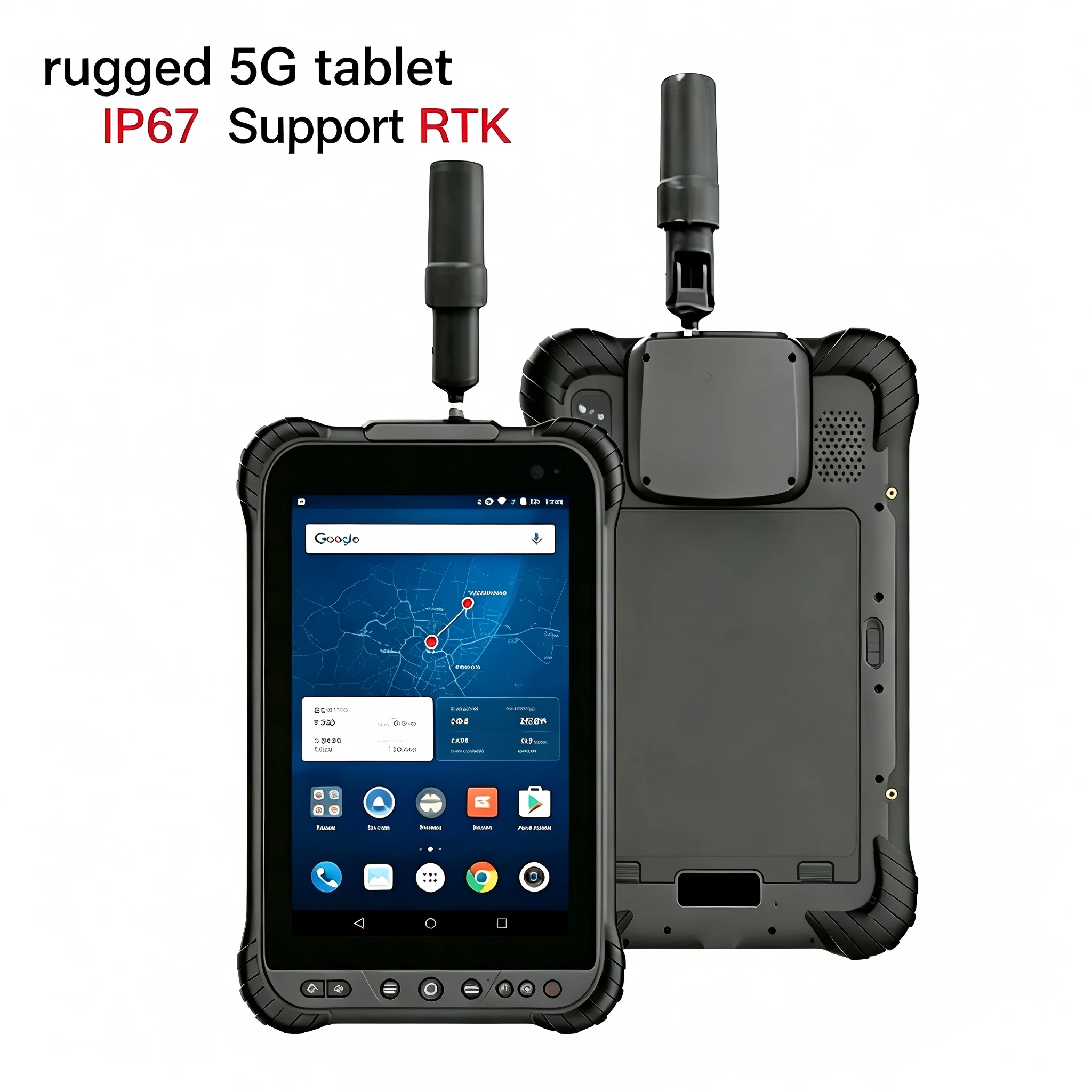 8-inch Rugged Android 13 Tablet with RTK GPS (Ublox F9P/UM980) IP67 9000mAh QC3.0 5G/WiFi6 GNSS Dual SIM RAM 8G+256GB 700NITS
