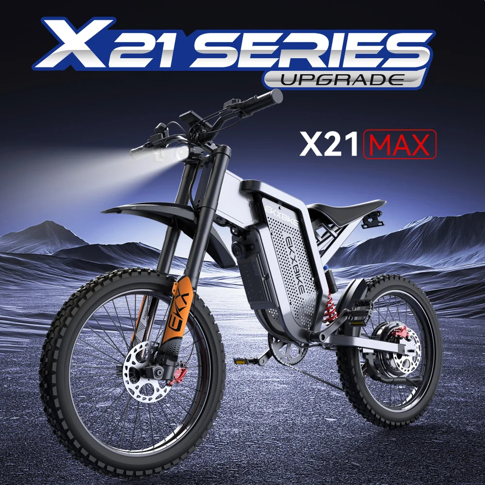 Adult Off‑Road MTB Ebike EKXBIKE X21 Max High Speed Electric Motorcycle With 6000W Brushless Gearless Motors, 60V30AH Lithium Battery, Max Speed Up To 85Kmh