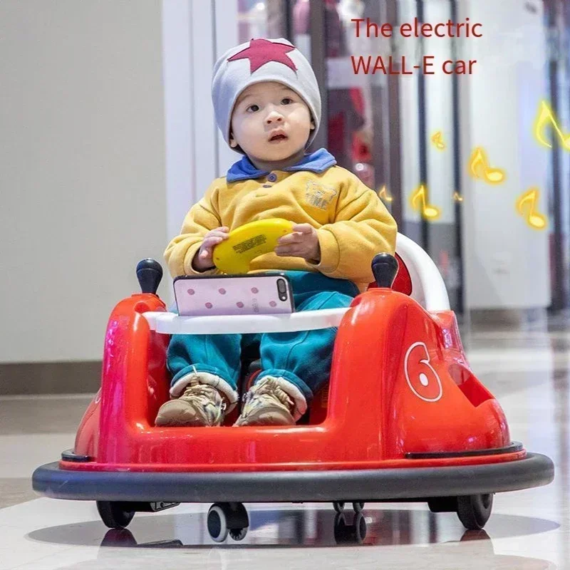 Coche parachoques eléctrico con Control remoto para niños, rueda Universal para bebés, puede sentarse, juguete para niños