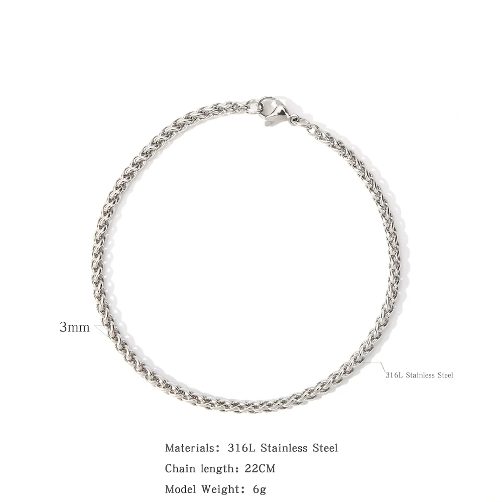 Herren Edelstahl-Spiralkettenarmband Silberfarben 22cm Hip-Hop Mode Rock Schmuck Accessoire – Detail 7