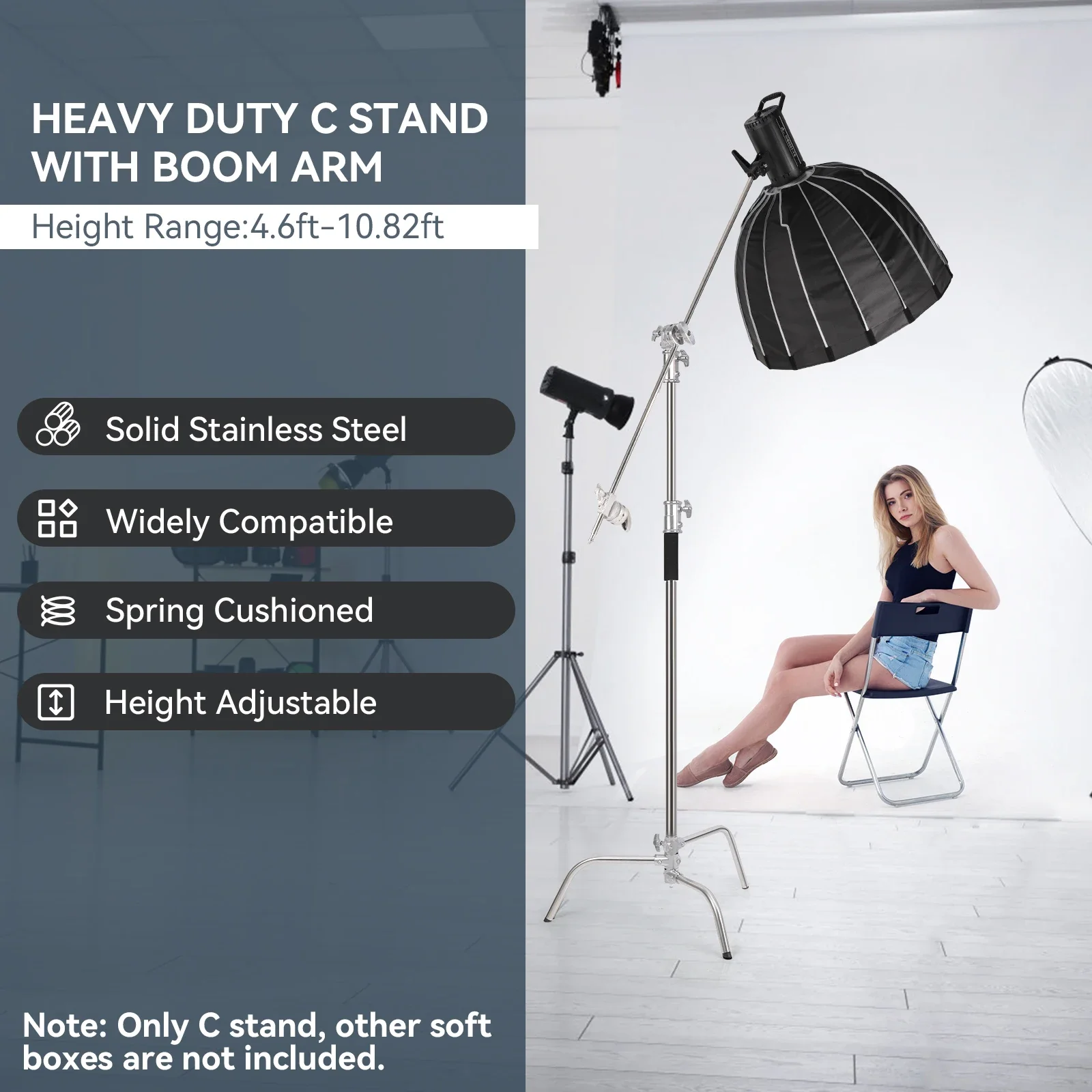 헤비 듀티 텔레스코픽 매직 레그스 휴대용 삼각대 스피드라이트 카메라 스튜디오 포토 박스 조명 홀더 사진 조명 C 스탠드