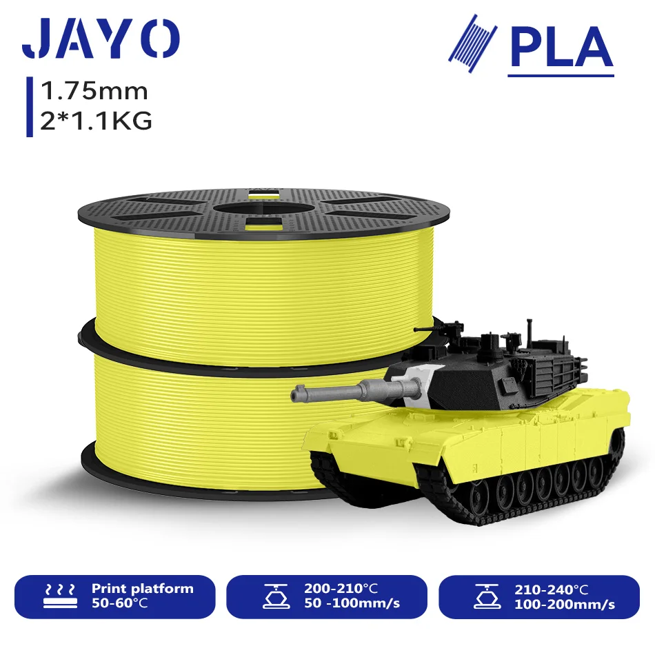 JAYO 2,2 kg 3D-PLA-Druckerfilament 1,75 mm, ungiftig und blasenfrei, PLA-Kunststoff als 3D-Druckfilament für 99 % der 3D-FDM-Drucker und -Stifte