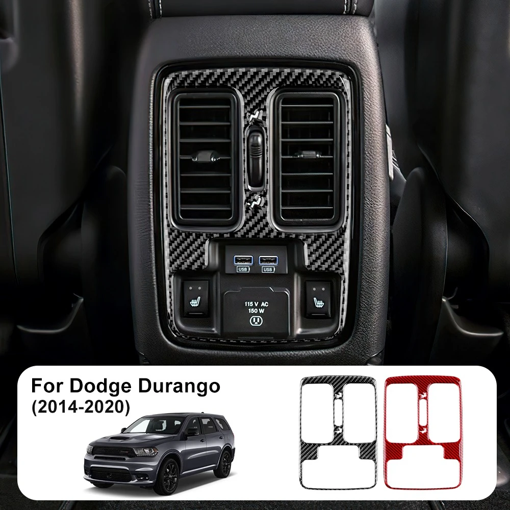 

Car Rear AC Vent Outlet Frame Carbon Fiber For Dodge Durango 2014-2020 Air Conditioning Panel Sticker Cover Trim Accessories