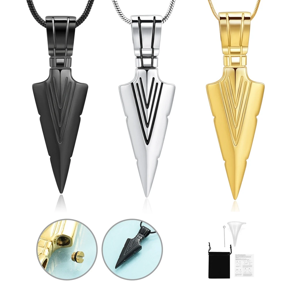 

Stainless Steel Man Jewelry Cremation Ashes Necklace With Arrow Pendant Keepsake Urn Necklaces Memorial