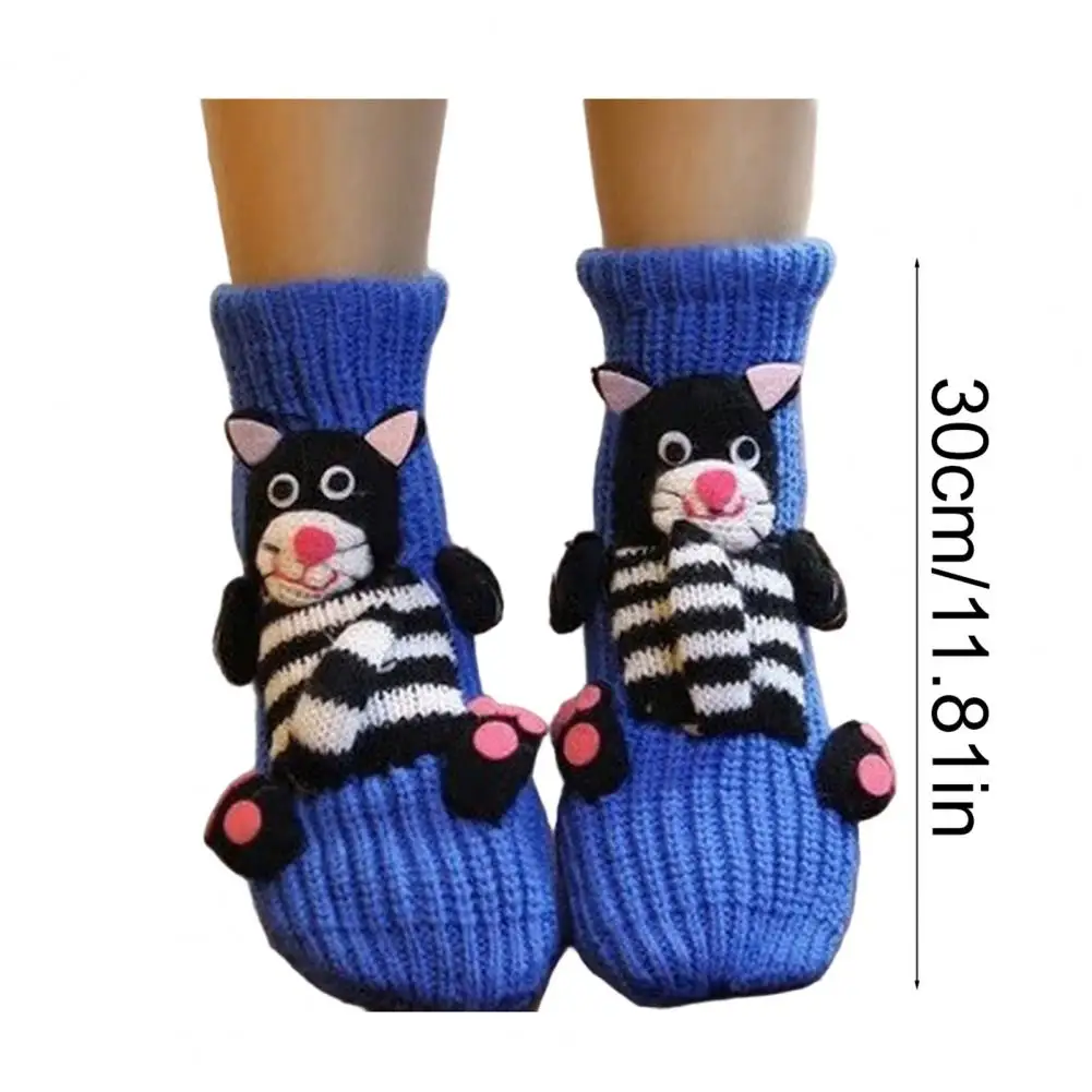 

Домашние носки для сна Уютные вязаные носки для женщин Зимнее тепло Комфорт 3d кукольный дизайн До середины икры Эластичные мягкие для дома