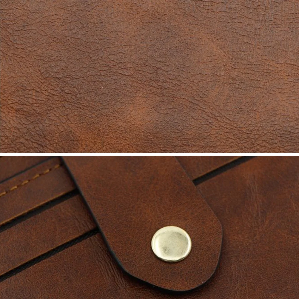 حامل البطاقة محفظة من البولي يوريثان بني متعدد البطاقات بسحاب مشبك نمط متين للنساء محفظة نقود معدنية حامل ائتمان #1