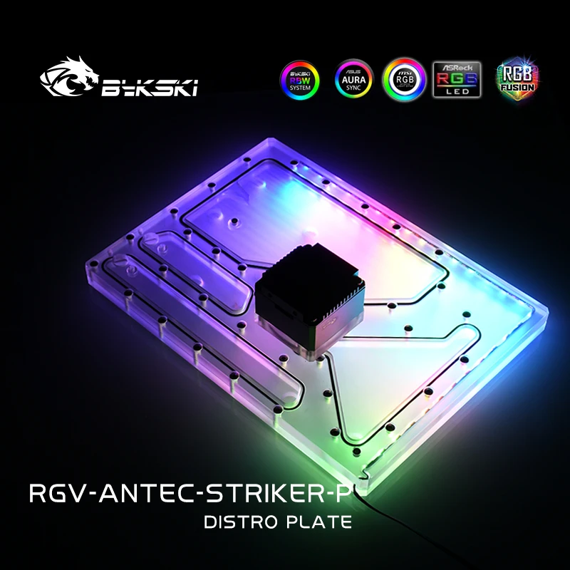 Bykski RGV-Antec-Striker-P Distro Plate For Antec Striker Case Waterway Board Reservoir Water Tank Pump For PC Cooling