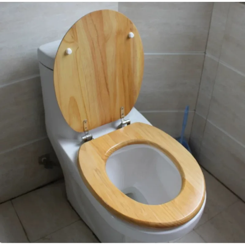 Universal Thickened Solid Wood Toilet Seat Cover Adjustable Ring Bathroom Replacement Seat
