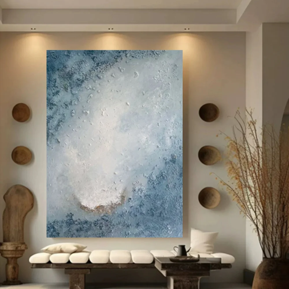 

100% hand drawn quiet blue abstract oil painting original wall painting home living room decoration paint interior aesthetics