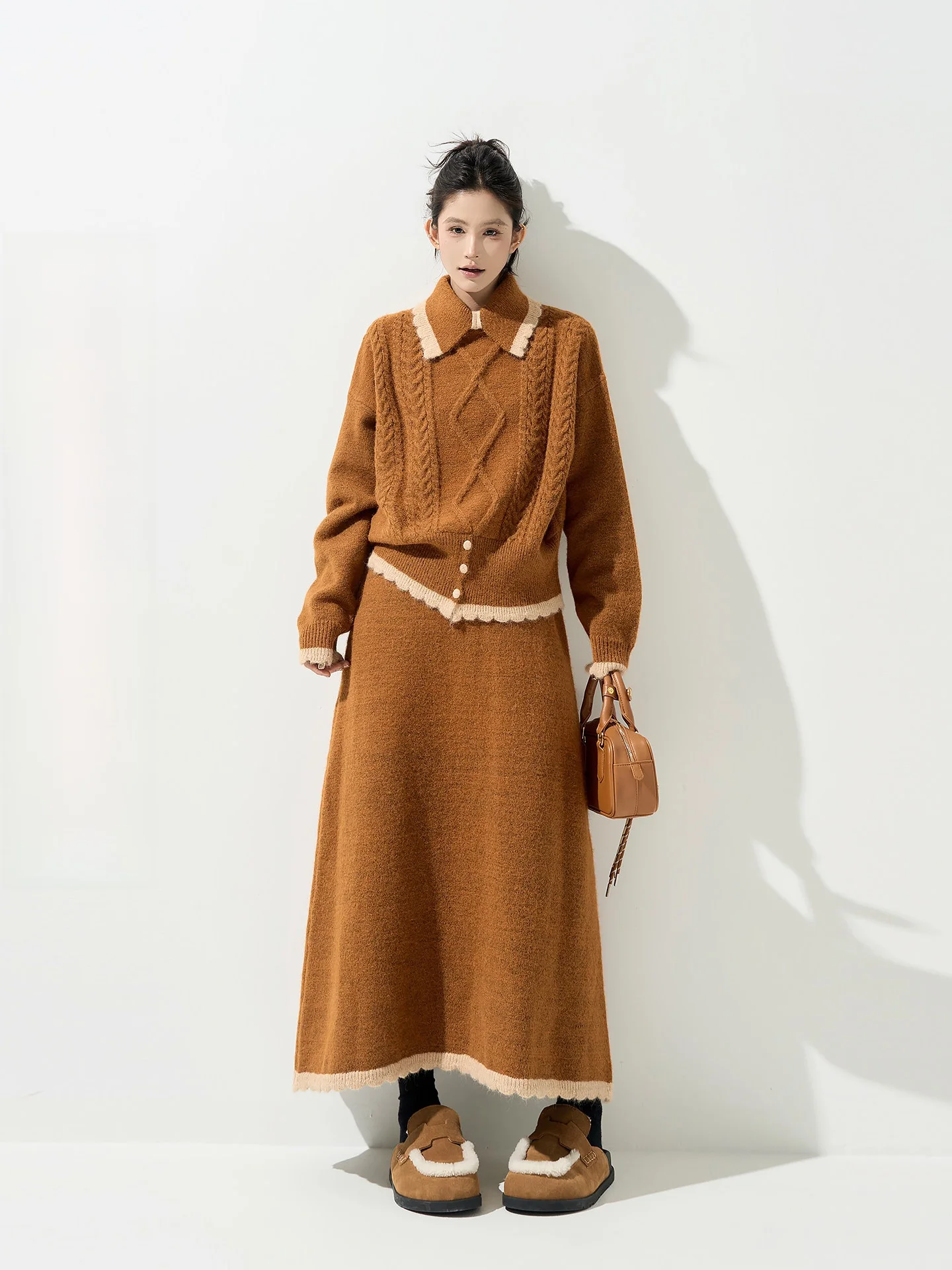 

Loose Fit Long Sve Knitted Sweater with Collar And Contrast Color Design for Women Korean Sle Casual Autumn Winter Top A...