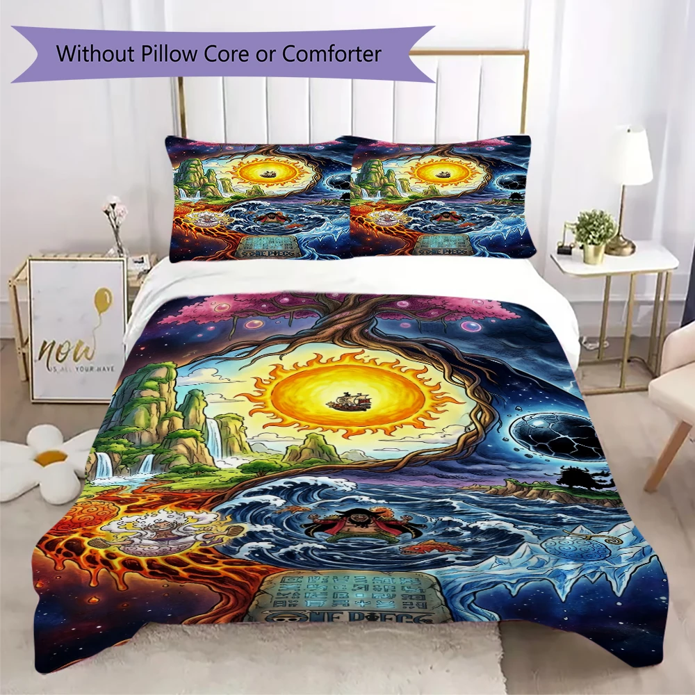 Luffy One Piece Pillowcase & Duvet Cover Set Anime Themed Bedding for Bedroom Decor Great Gift for Fans.-Xin