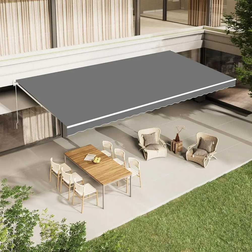 

Ручной выдвижной серый навес для патио с тентом 13' x 10' для террасы на открытом воздухе