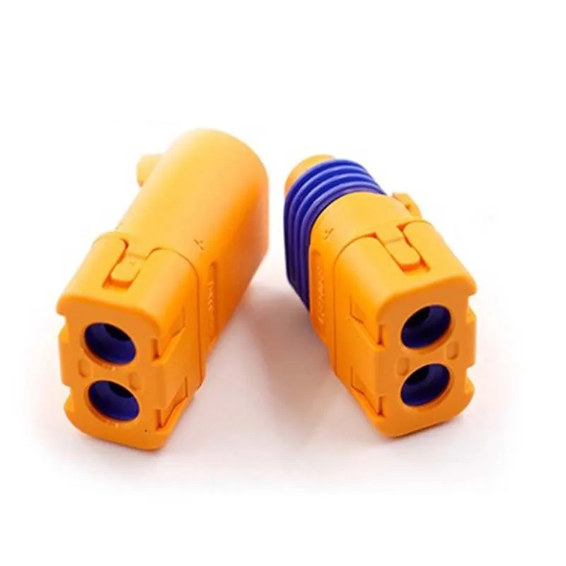2PCS Amass LFB40‑M/F Waterproof Crimp‑on Wire Connector, Silver‑Plated Copper Crown‑Spring DC Plug for Storage Lithium Battery