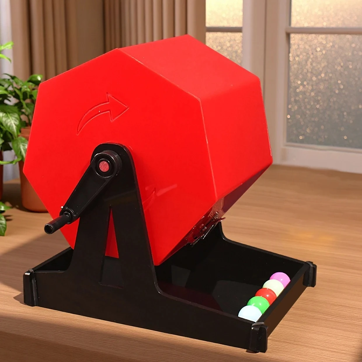 Red solid color manual lottery lottery number machine ball shake machine two-color ball happy 8 lucky turntable lottery smooth