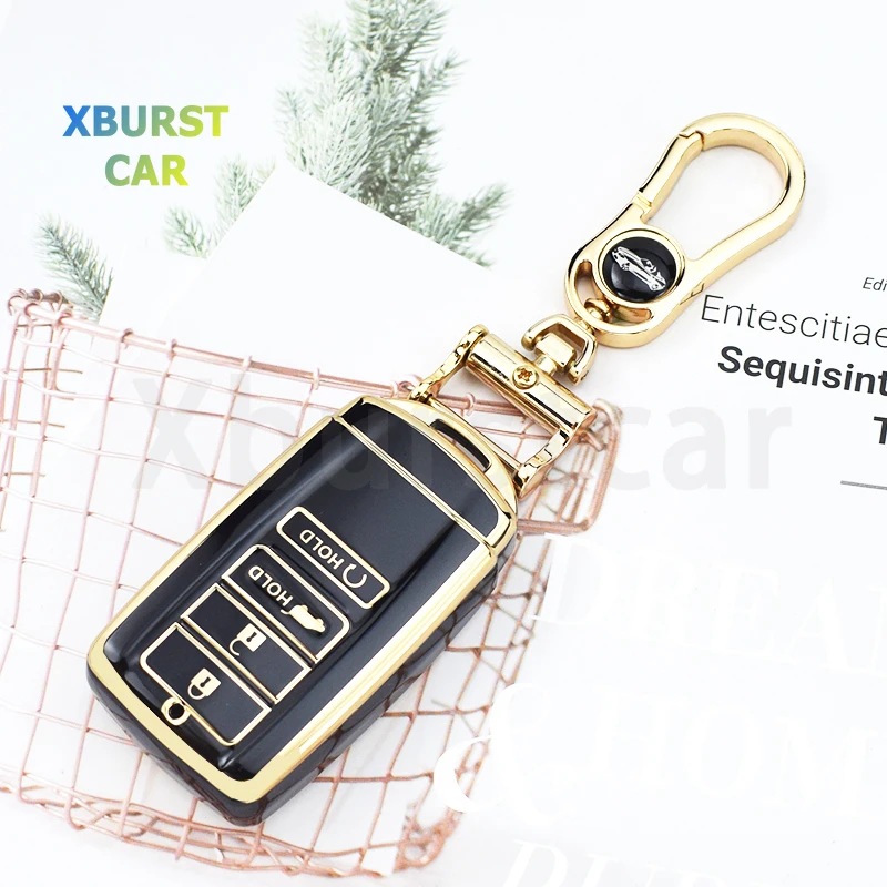 TPU Gold Edge Style Shell Fob For Honda Acura RLX MDX CDX TLX-L NSX RDX Car Key Case Cover Auto Shell Fob Protector Accessories