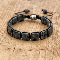 10MM Square Labradorite Natural Stone Braided Bracelet Bohemia Punk Macrame Man Women Friendship Charm Bracelet Bangle Jewelry