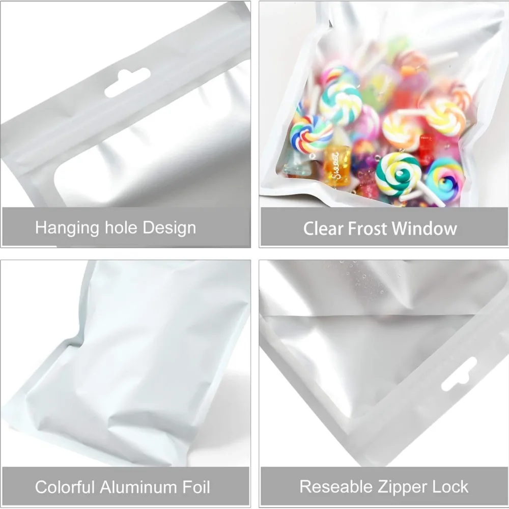 10Pcs White Zip Lock Resealable Bags with Clear Window  Pouches For Earring Ring Gift Jewelry Storage Display Packaging Supplies