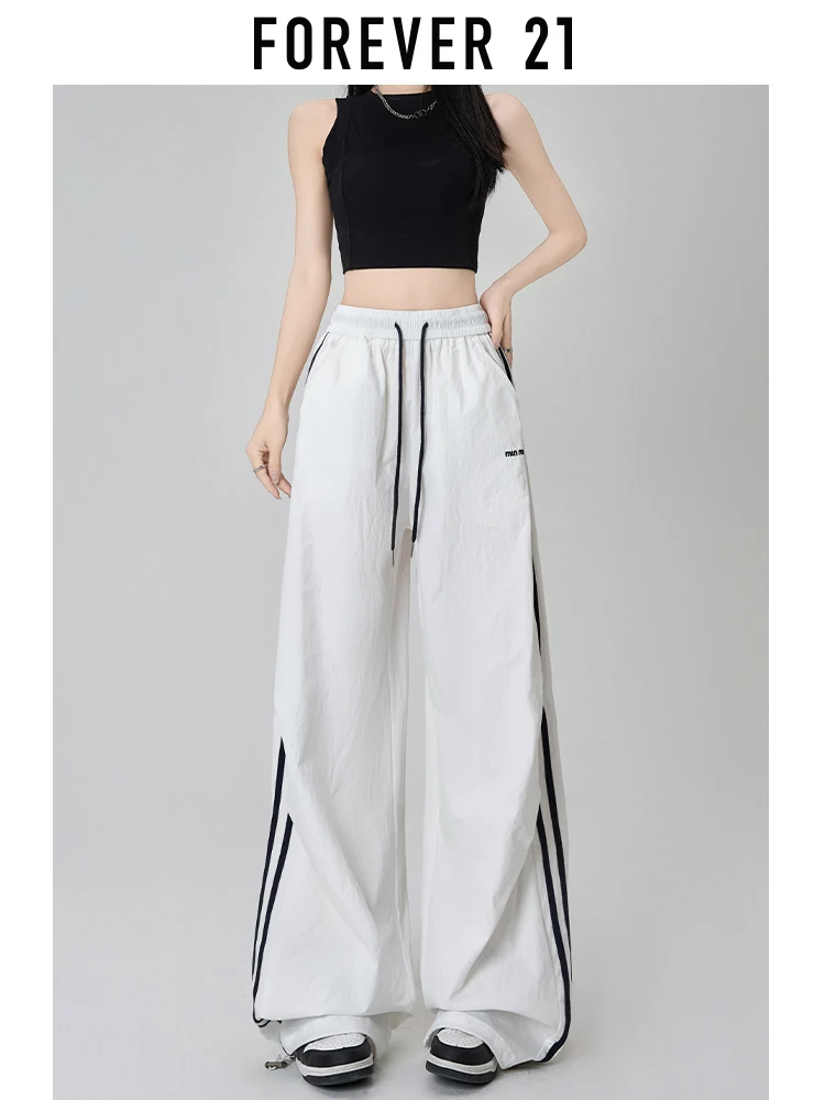 

Forever 2, повседневные брюки с высокой талией и боковой полоской, женские летние тонкие спортивные штаны, прямые брюки из полиэфирного волокна, свободный крой