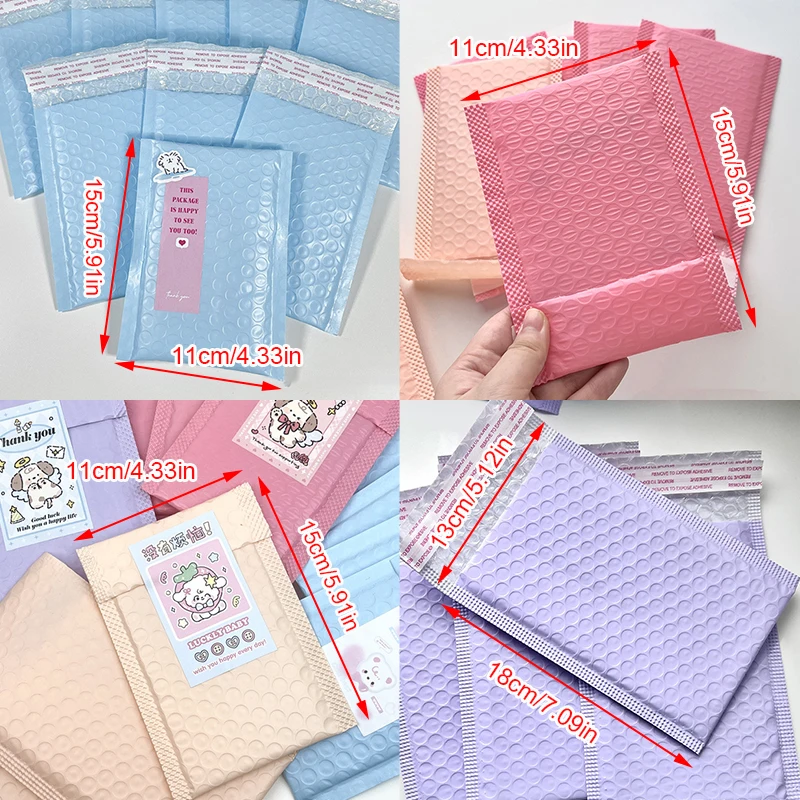 10pcs Self Adhesive Pink Purple Blue Package Express Bags Thicked Express Package Bag Colorful Bubble Envelope Bag