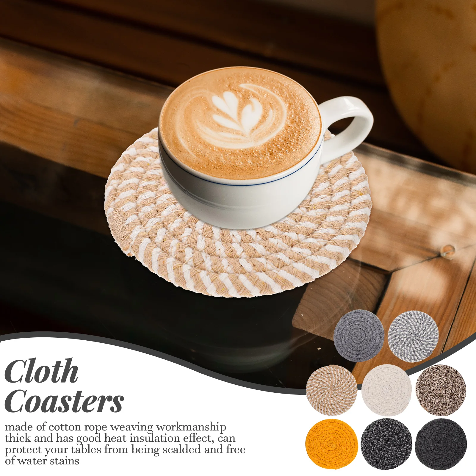 

8 шт., подставки из натурального хлопка, элегантные подстаканники в деревенском стиле, изолированные коврики для напитков для деревянных столов, офисный стол, идея подарка