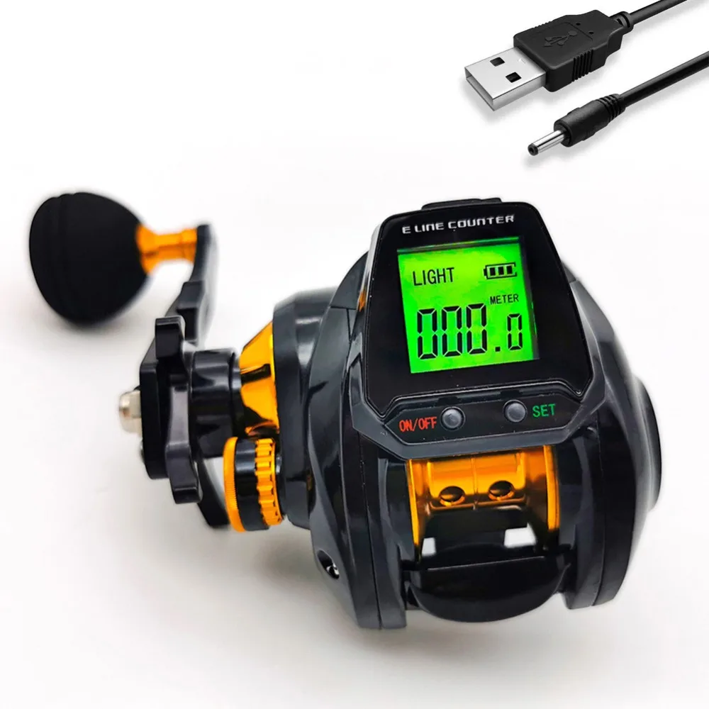 Moulinet de pêche Baitcasting numérique avec rappel de crochet, grand écran 6.3:1, avec compteur de ligne, Rechargeable et précis