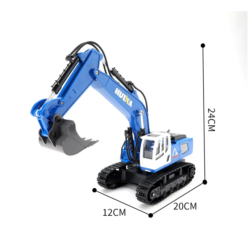 HUINA RC Excavator With Light 1558 Remote Control Car Alloy 11CH 1/18 Crawlers Engineering Vehicle Toys As Boy Gift