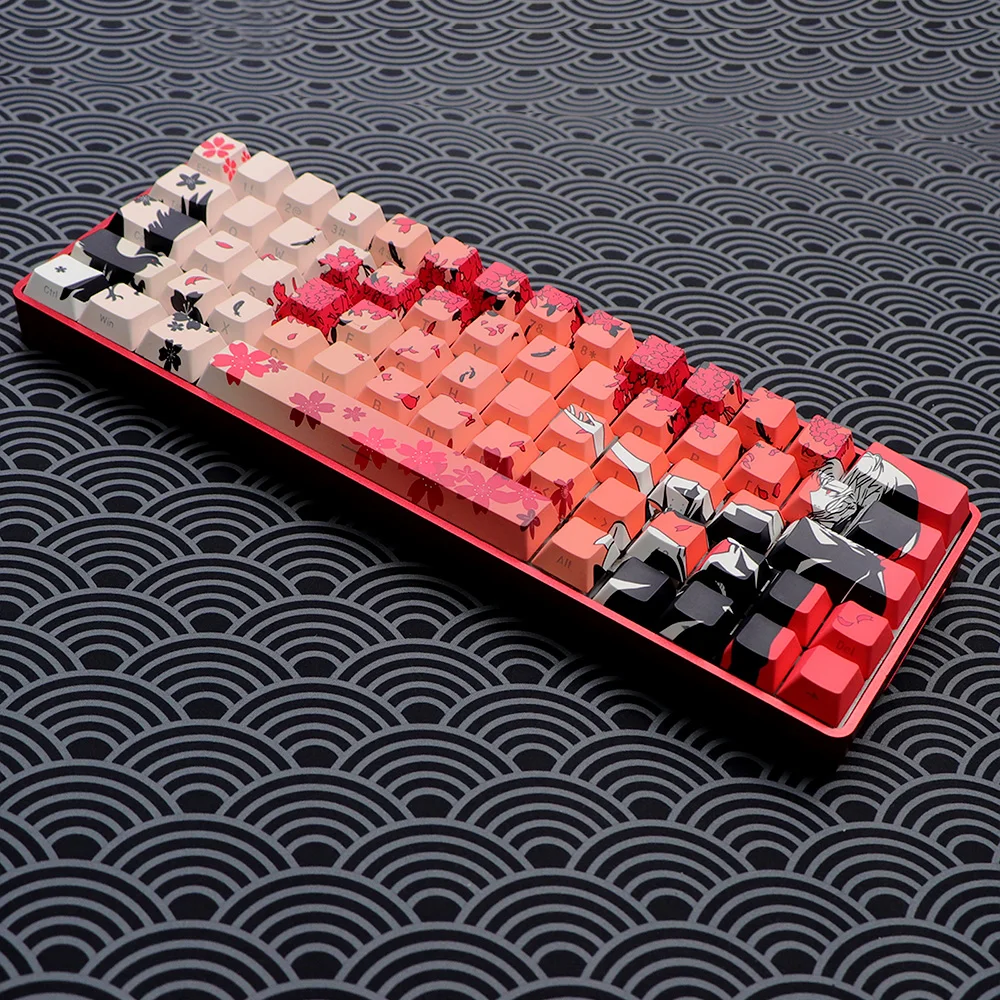 Imagem -02 - Cereja Pbt Double Shot Side Imprimir Brilho Backlit Keycaps Apto para Teclado Mecânico mx Raven Sakura 108 96 87 Nj80 84 68 64 61