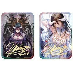 2Pcs/Set Cards Overlord Albedo Golden Sign Anime Game Characters Collection DIY ACG Girl Refraction Color Flash Cards Toys Gifts