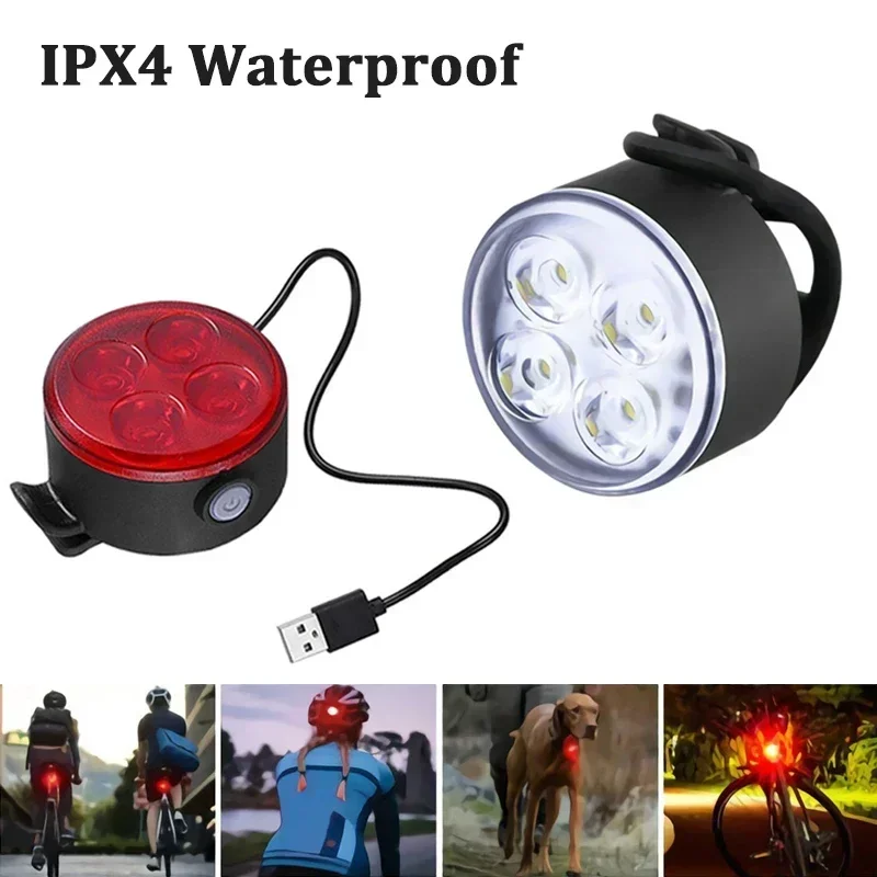 USB Bike Light Bicycle Taillight 4 Modes LED Front Rear Lamp Bicycle Headlight Portable Outdoor Riding Equipment Helmet Light