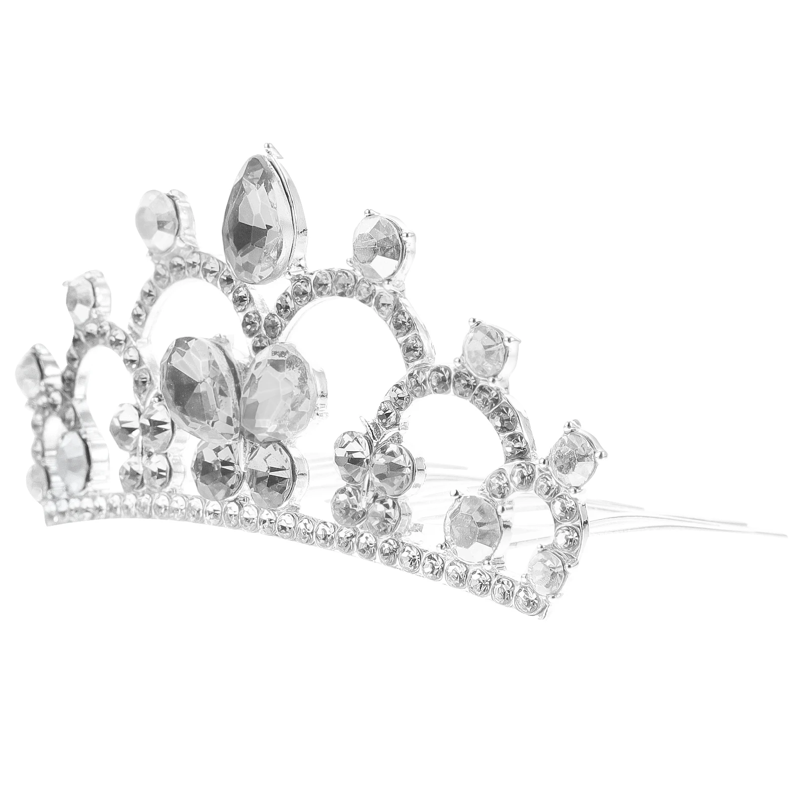 

Princess Crown Comb Tiara Birthday Rhinestones Hair Accessories Little White Headband