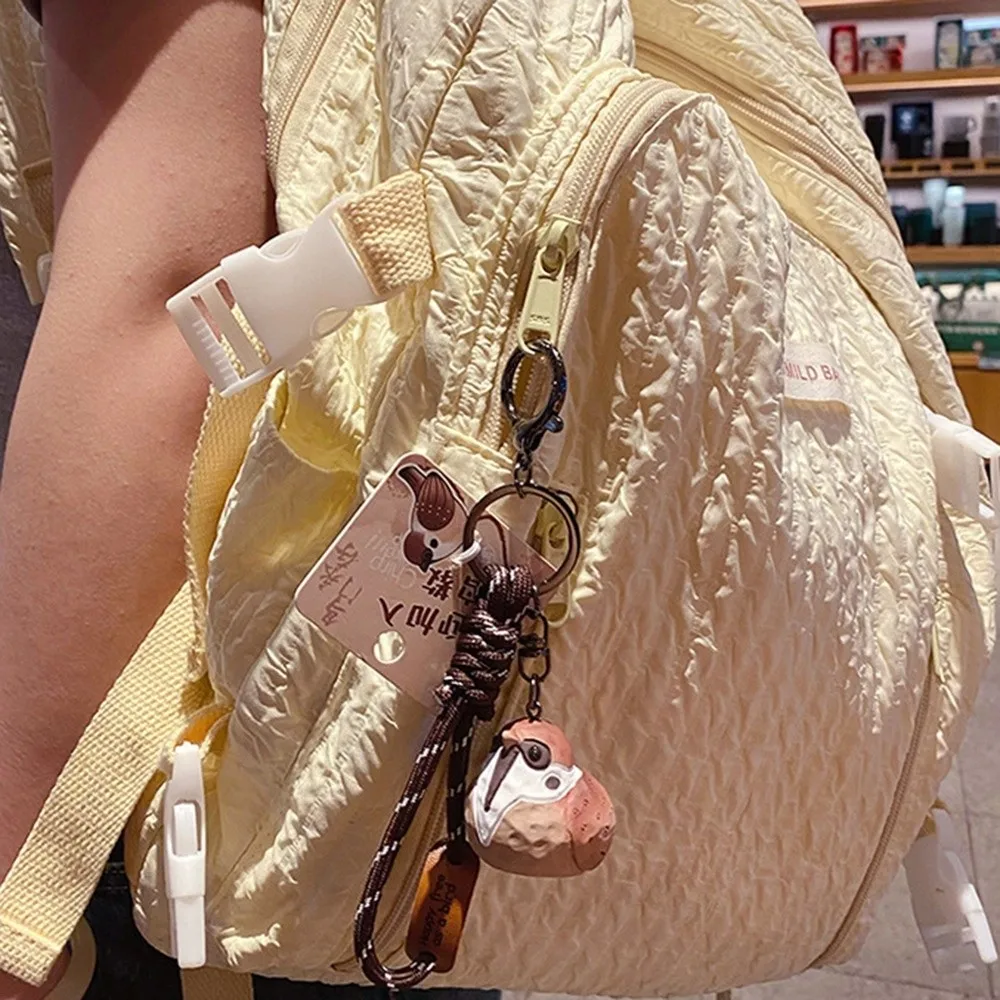 

Брелок с рисунком из искусственного дерева, кавайный серый, синий брелок с изображением животных, оригинальный дизайн, дерево, воробь, жемчуг, птица, брелок