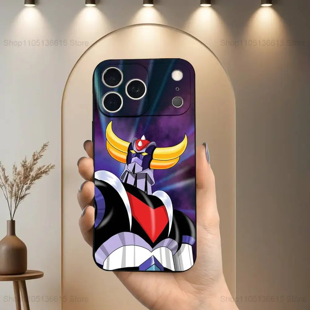 R-Robot g-ororak Anime UFO étui pour iPhone 17,16,15,14,13,12,11,Plus,Pro Max,XS,X,XR,SE,Mini,8,7, couverture noire en Silicone souple