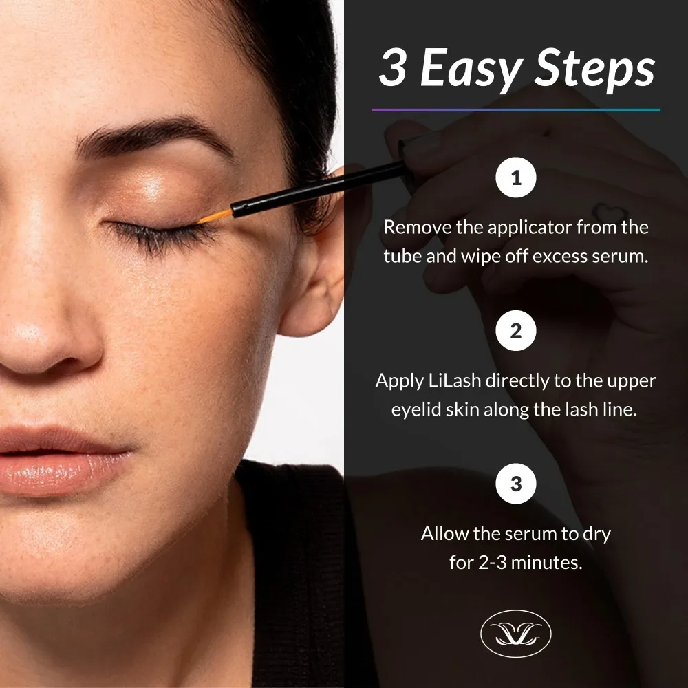 Siero per ciglia purificato LiLash originale per crescere ciglia più lunghe e dall'aspetto più pieno Potenziatore per la crescita delle ciglia 2 ml, fornitura di 90 giorni