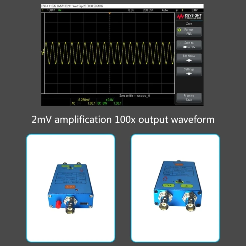 ポータブルアルミニウム合金 T100 差動プローブオシロスコープは、正確な測定のための弱い信号 + ケーブルを強化します