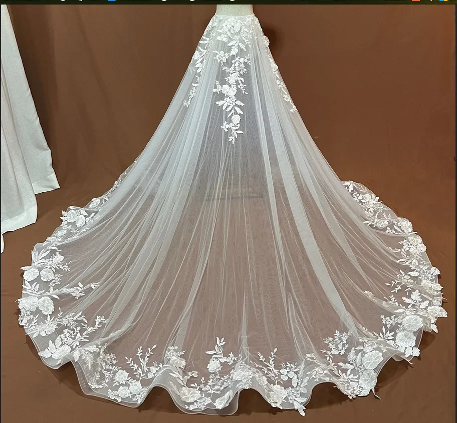 2 layers tulle removable skirt wedding detachable train,bride horsehair overskirt,horsehair train,lace bridal tail petticoat