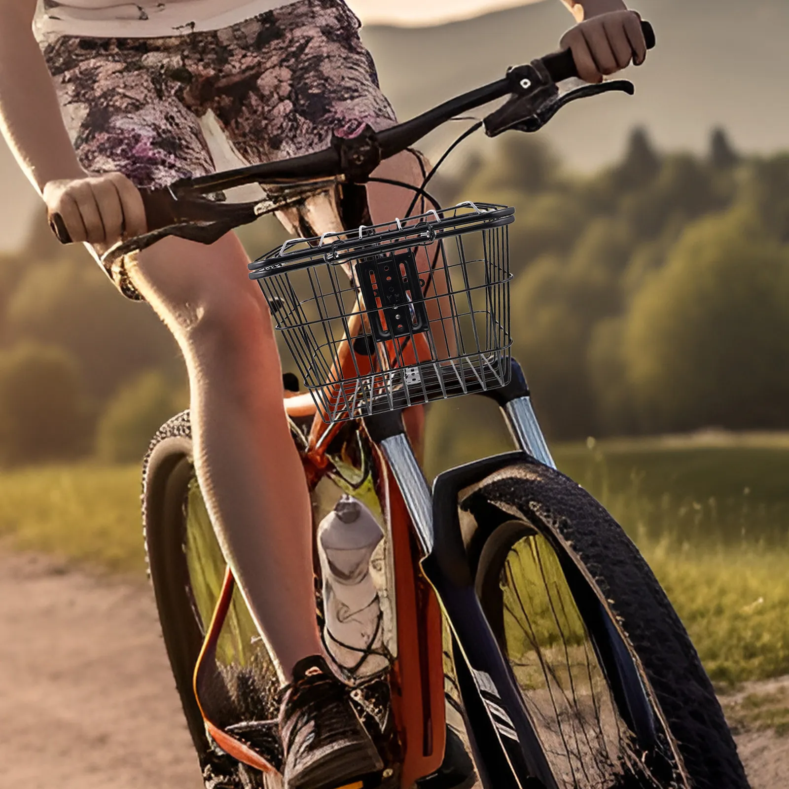 

Корзина для электровелосипеда из цинкового сплава с полым корпусом, переднее крепление, контейнер для хранения для горных и шоссейных велосипедов, для мужчин и женщин