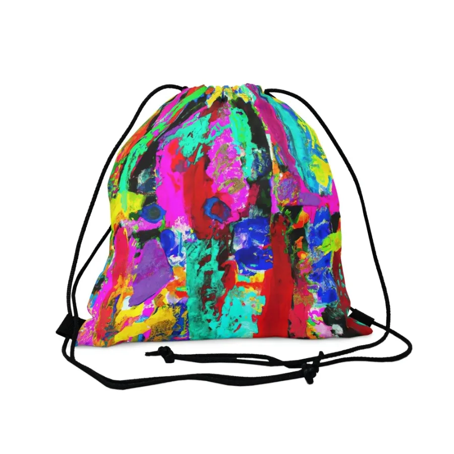 Drawstring Bag Multicolor Abstract Expression Pattern