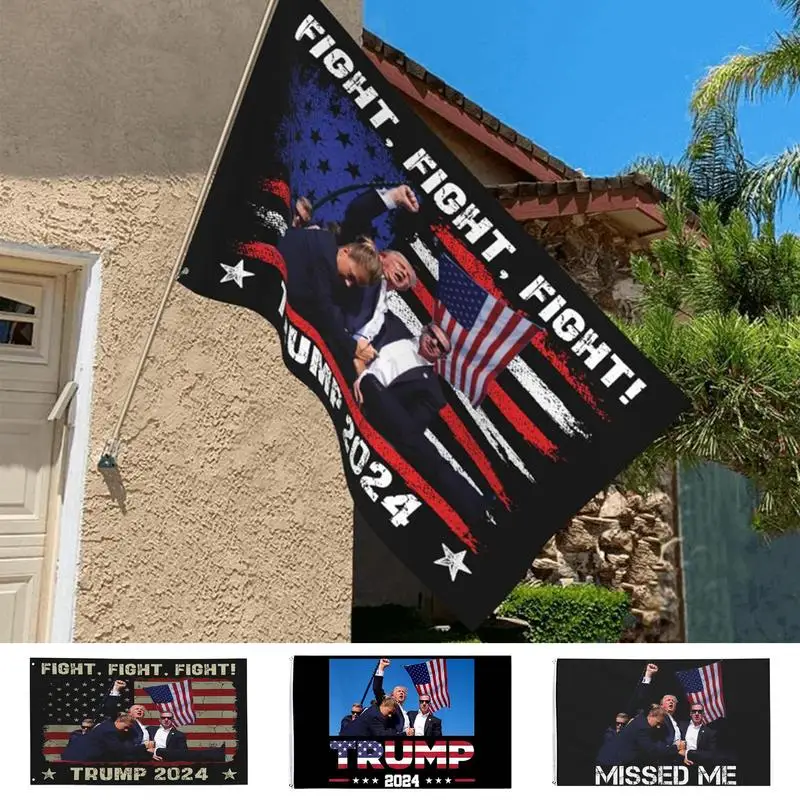 Flaga Trump 2024 Strzelanki Flaga 3x5ft Fight Fight Keep America Great Donalds Trump For President USA Garden Decor Flaga